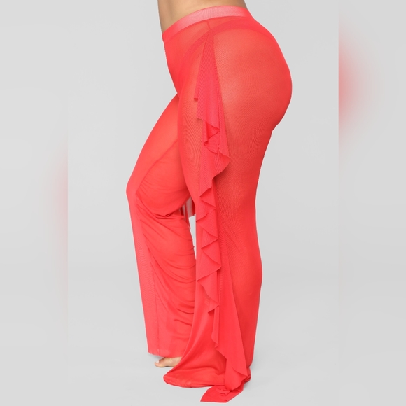 Cherry Red Ruffle Swimsuit Cover up pants - Picture 11 of 12